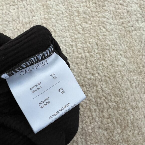 Oak + Fort Long Sleeve Black Faux Wrap Ribbed Knit Top M Asymmetric - Picture 9 of 9